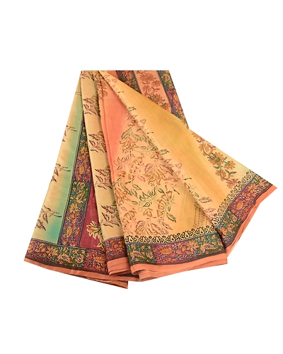 Sanskriti Vintage Sarees Multi 100% Pure Silk Printed Sari Floral Craft Fabric, PR-62450-Multi-Pure Silk-6