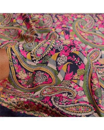 Sanskriti Vintage Sarees Pink 100% Pure Silk Printed Sari Floral Craft Fabric, PR-62451-Pink-Pure Silk-5
