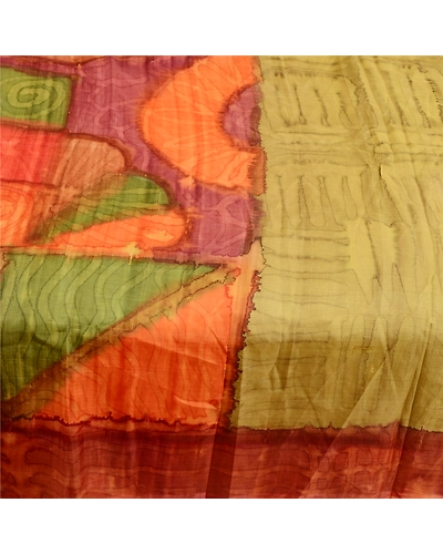 Sanskriti Vintage Sarees Green 100% Pure Silk Printed Sari Soft 5Yd Craft Fabric, PR-62465-Green-Pure Silk-3