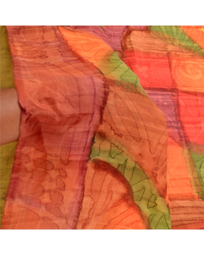 Sanskriti Vintage Sarees Green 100% Pure Silk Printed Sari Soft 5Yd Craft Fabric, PR-62465-Green-Pure Silk-5
