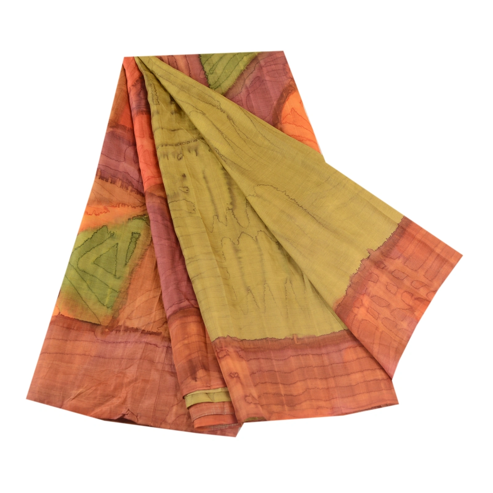 Sanskriti Vintage Sarees Green 100% Pure Silk Printed Sari Soft 5Yd Craft Fabric, PR-62465-Green-Pure Silk-6