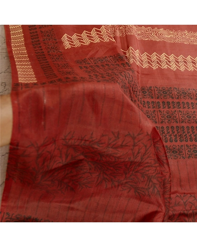 Sanskriti Vintage Sarees Gray Pure Silk Printed Sari Soft Floral Craft Fabric, PR-62479-Gray-Pure Silk-5