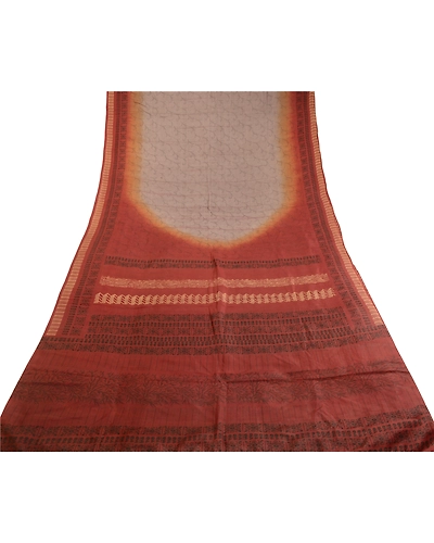 Sanskriti Vintage Sarees Gray Pure Silk Printed Sari Soft Floral Craft Fabric, PR-62479-Gray-Pure Silk-7