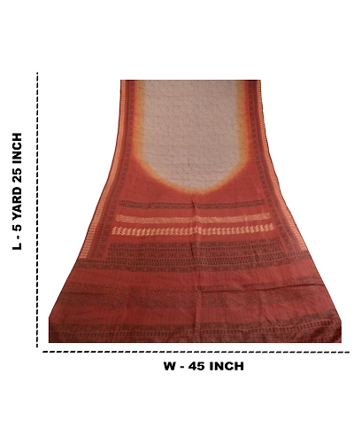 Sanskriti Vintage Sarees Gray Pure Silk Printed Sari Soft Floral Craft Fabric, PR-62479-Gray-Pure Silk-8