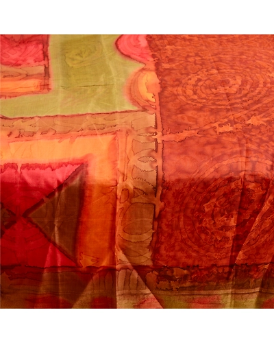 Sanskriti Vintage Sarees From India Brown Pure Silk Printed Sari Craft Fabric, PR-62497-Brown-Pure Silk-3