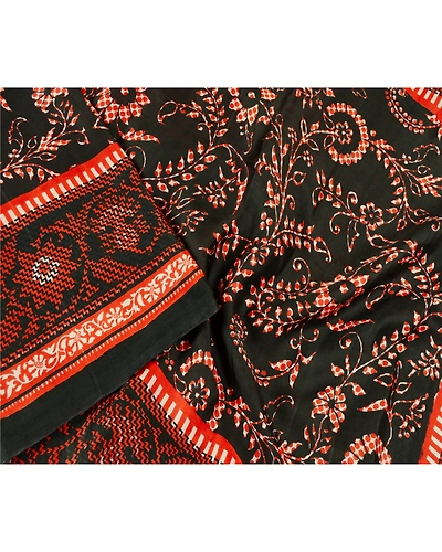 Sanskriti Vintage Sarees Black From India Pure Silk Printed Sari Craft Fabric, PR-62538-Black-Pure Silk-1