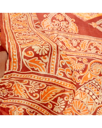 Sanskriti Vintage Sarees Brown Batik Peacock Printed Pure Silk Sari Craft Fabric, PR-62551-Brown-Pure Silk-5