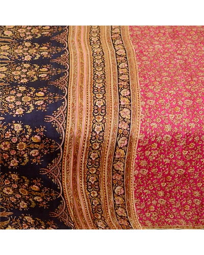Sanskriti Vintage Sarees From Indian Pink Printed Pure Silk Sari Craft Fabric, PR-62560-Pink-Pure Silk-3