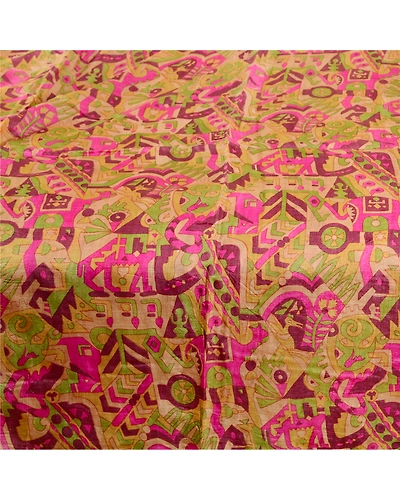 Sanskriti Vintage Sarees Multi Printed 100% Pure Silk Sari Floral Craft Fabric, PR-62584-Multi-Pure Silk-3