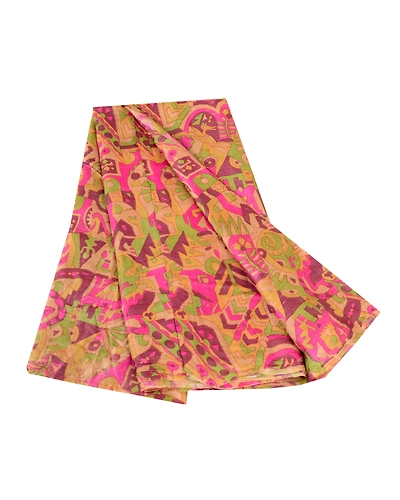 Sanskriti Vintage Sarees Multi Printed 100% Pure Silk Sari Floral Craft Fabric, PR-62584-Multi-Pure Silk-6