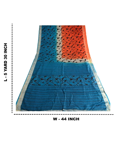 Sanskriti Vintage Sarees Black Pure Silk Printed Sari Floral 5Yd Craft Fabric, PR-62598-Black-Pure Silk-9