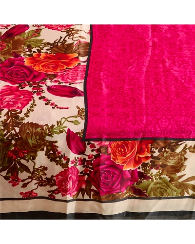 Sanskriti Vintage Sarees Digital Printed Hot-Pink Art Silk Sari 5Yd Craft Fabric, PR-62656-Hot-Pink-Art Silk-3