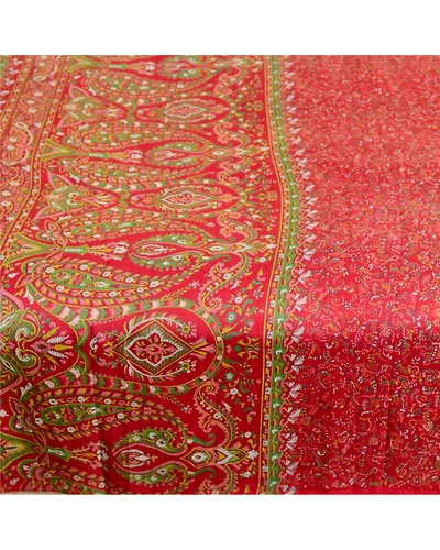 Sanskriti Vintage Sarees Red 100% Pure Silk Printed Floral Sari 5Yd Craft Fabric, PR-62747-Red-Pure Silk-3