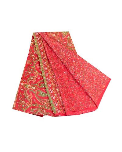Sanskriti Vintage Sarees Red 100% Pure Silk Printed Floral Sari 5Yd Craft Fabric, PR-62747-Red-Pure Silk-6