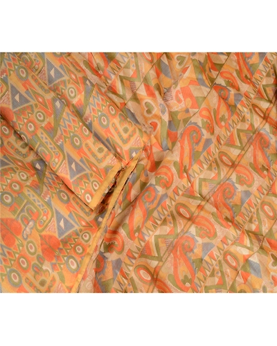 Sanskriti Vintage Sarees Multi 100% Pure Silk Printed Sari 5Yd Soft Craft Fabric, PR-62762-Multi-Pure Silk-1