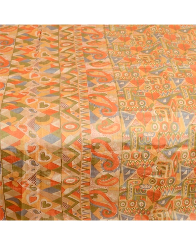Sanskriti Vintage Sarees Multi 100% Pure Silk Printed Sari 5Yd Soft Craft Fabric, PR-62762-Multi-Pure Silk-3