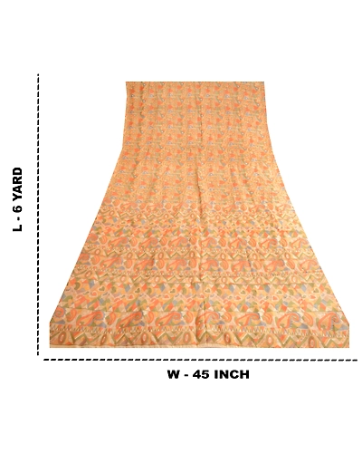 Sanskriti Vintage Sarees Multi 100% Pure Silk Printed Sari 5Yd Soft Craft Fabric, PR-62762-Multi-Pure Silk-8