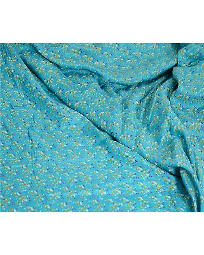 Sanskriti Vintage Sarees Blue Pure Silk Sari Printed Floral Soft Craft Fabric, PR-62835-Blue-Pure Silk-1