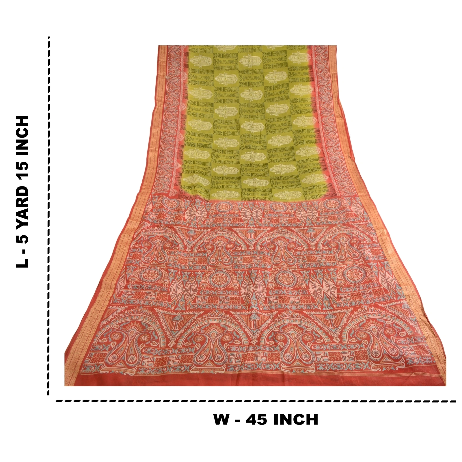 Sanskriti Vintage Sarees Green Pure Silk Printed Sari Floral Soft Craft Fabric, PR-62855-Green-Pure Silk-8