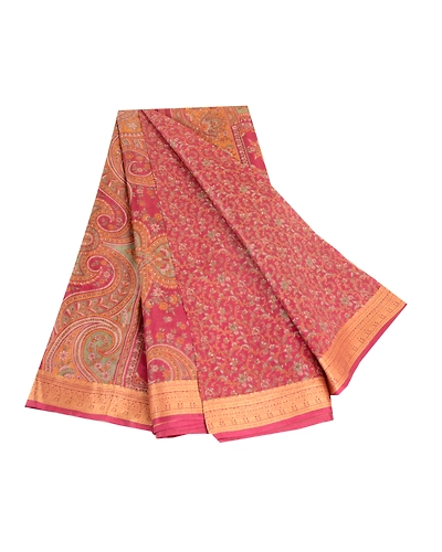 Sanskriti Vintage Sarees From India Purple Printed Pure Silk Sari Craft Fabric, PR-62888-Purple-Pure Silk-7