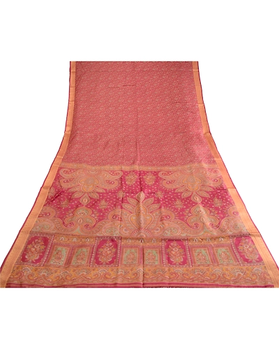 Sanskriti Vintage Sarees From India Purple Printed Pure Silk Sari Craft Fabric, PR-62888-Purple-Pure Silk-8