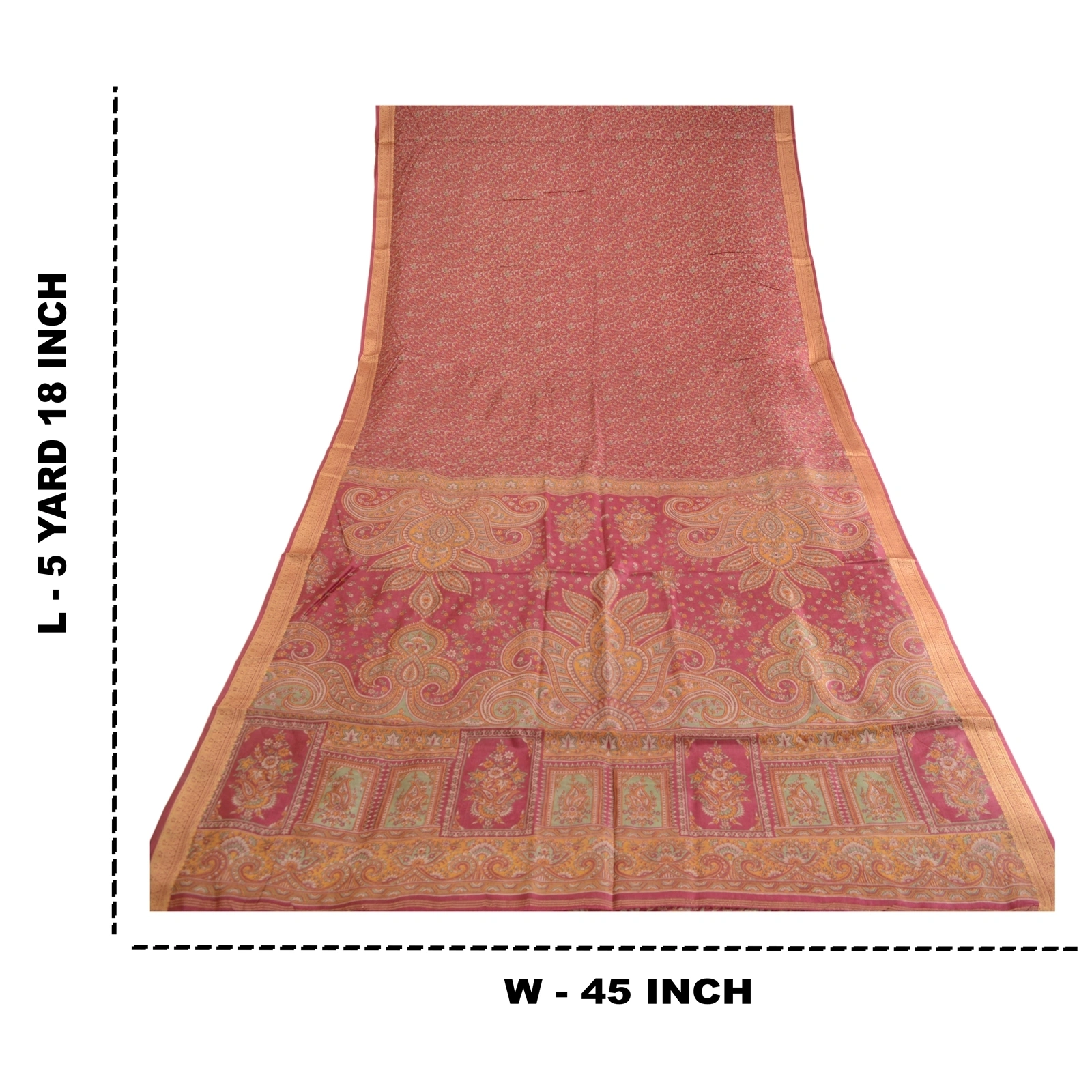 Sanskriti Vintage Sarees From India Purple Printed Pure Silk Sari Craft Fabric, PR-62888-Purple-Pure Silk-9