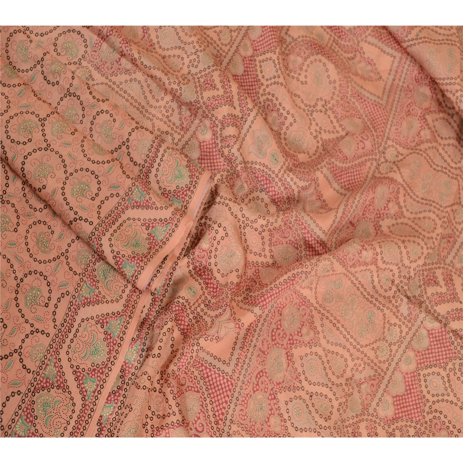 Sanskriti Vintage Sarees Indian Pink Pure Silk Printed Sari Soft Craft Fabric, PR-62909-Pink-Pure Silk-1