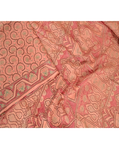 Sanskriti Vintage Sarees Indian Pink Pure Silk Printed Sari Soft Craft Fabric, PR-62909-Pink-Pure Silk-2
