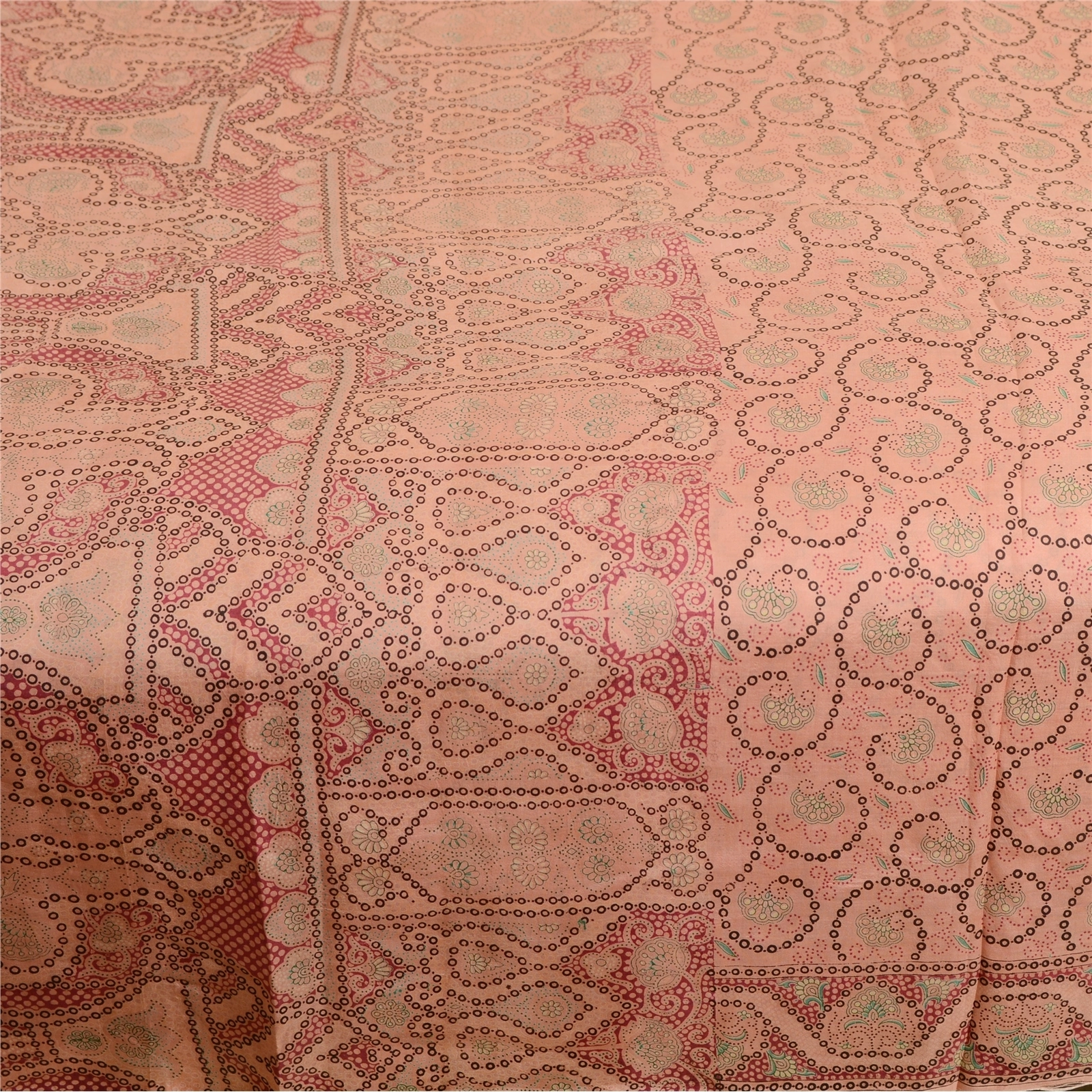 Sanskriti Vintage Sarees Indian Pink Pure Silk Printed Sari Soft Craft Fabric, PR-62909-Pink-Pure Silk-3