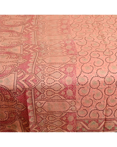 Sanskriti Vintage Sarees Indian Pink Pure Silk Printed Sari Soft Craft Fabric, PR-62909-Pink-Pure Silk-3