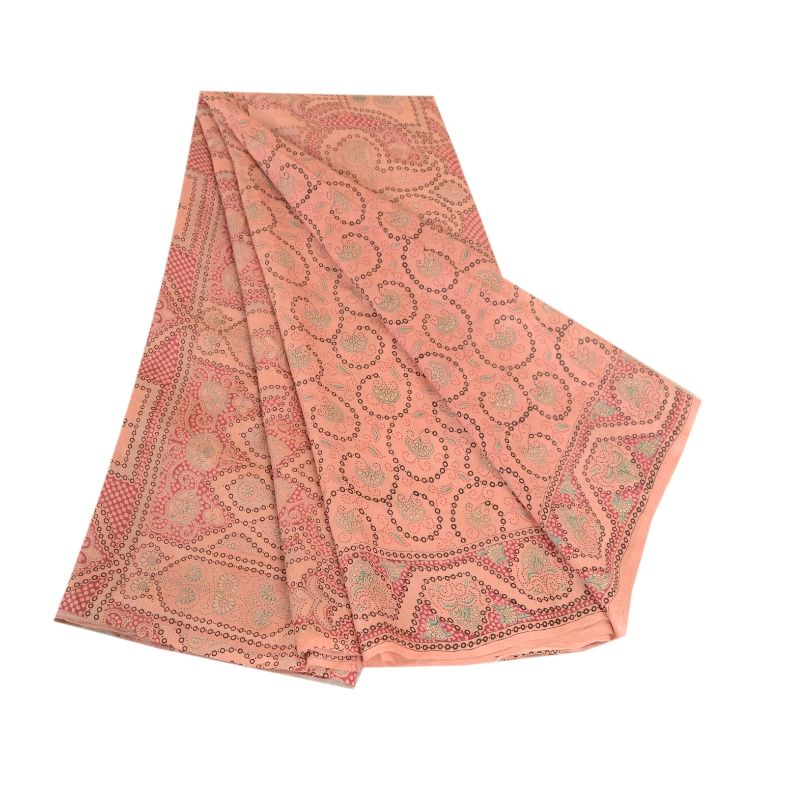 Sanskriti Vintage Sarees Indian Pink Pure Silk Printed Sari Soft Craft Fabric, PR-62909-Pink-Pure Silk-6