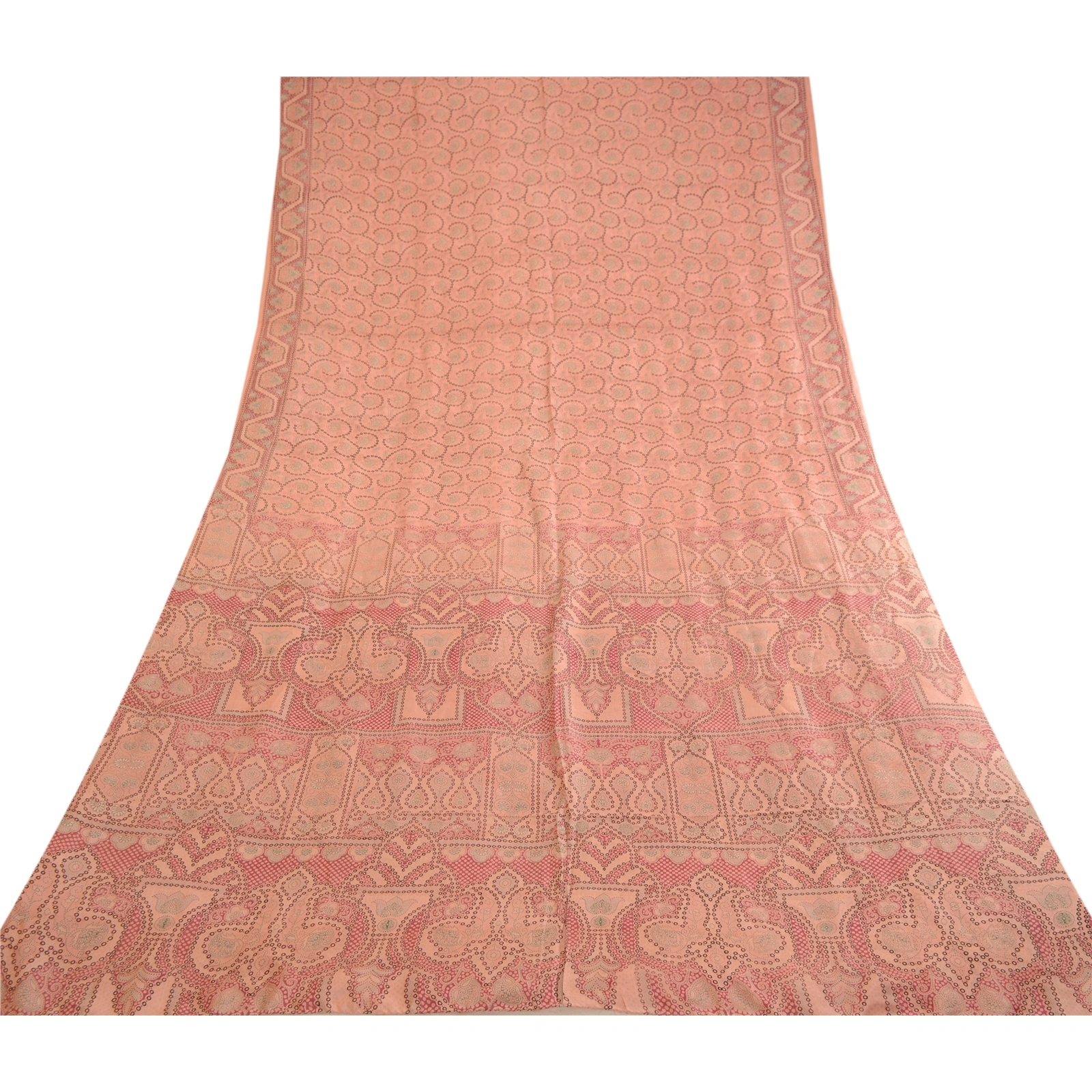 Sanskriti Vintage Sarees Indian Pink Pure Silk Printed Sari Soft Craft Fabric, PR-62909-Pink-Pure Silk-7