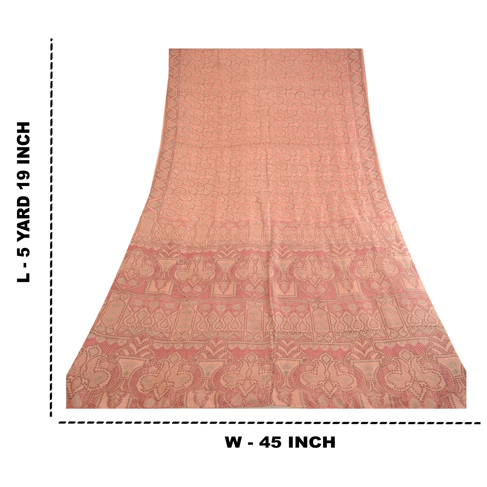 Sanskriti Vintage Sarees Indian Pink Pure Silk Printed Sari Soft Craft Fabric, PR-62909-Pink-Pure Silk-8