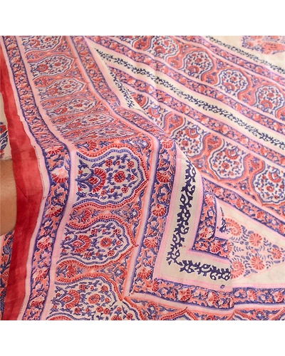Sanskriti Vintage Sarees Ivory Indian Pure Silk Printed Sari Soft Craft Fabric, PR-62912-Ivory-Pure Silk-5