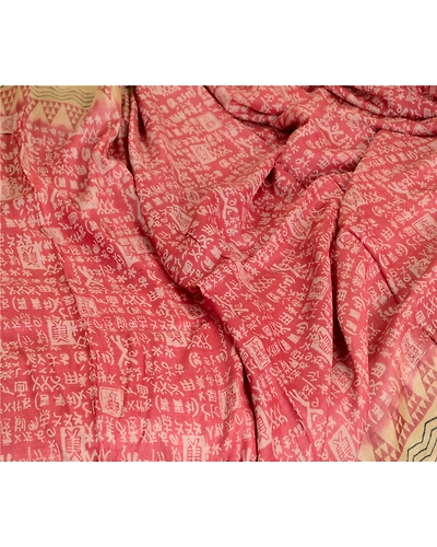 Sanskriti Vintage Sarees Pink Hand Block Printed Pure Silk Sari 5Yd Craft Fabric, PR-62921-Pink-Pure Silk-1