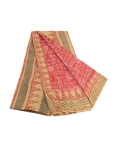 Sanskriti Vintage Sarees Pink Hand Block Printed Pure Silk Sari 5Yd Craft Fabric, PR-62921-Pink-Pure Silk-7