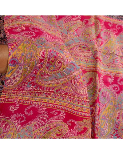 Sanskriti Vintage Sarees Black From India Printed Pure Silk Sari Craft Fabric, PR-62925-Black-Pure Silk-5