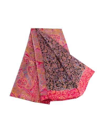 Sanskriti Vintage Sarees Black From India Printed Pure Silk Sari Craft Fabric, PR-62925-Black-Pure Silk-6