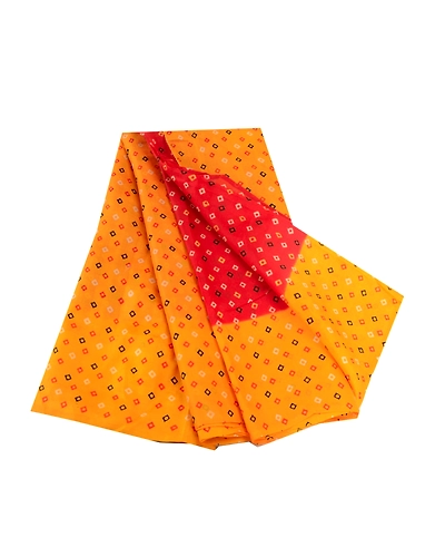 Sanskriti Vintage Sarees Red Bandhani Pure Silk Printed Sari Soft Craft Fabric, PR-62942-Red-Pure Silk-7