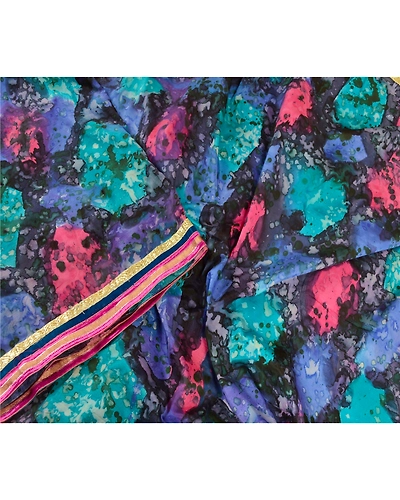 Sanskriti Vintage Sarees Multi Artificial Silk Printed Sari Soft Craft Fabric, PR-62960-Multi-Art Silk-2