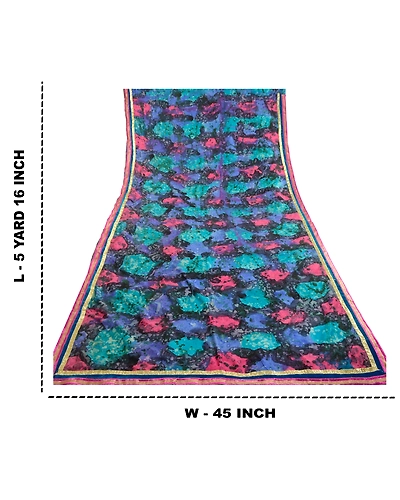 Sanskriti Vintage Sarees Multi Artificial Silk Printed Sari Soft Craft Fabric, PR-62960-Multi-Art Silk-8
