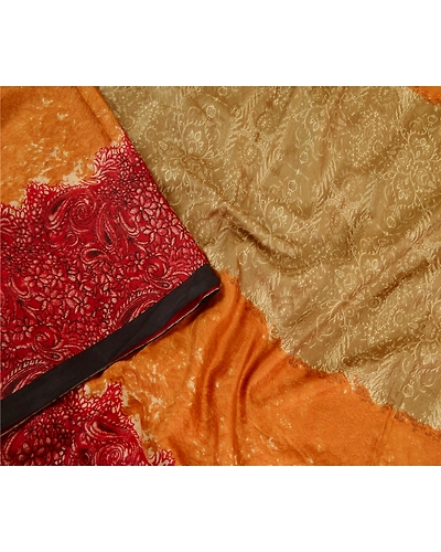 Sanskriti Vintage Sarees Multi Indian Pure Silk Printed Sari Soft Craft Fabric, PR-62964-Multi-Pure Silk-2