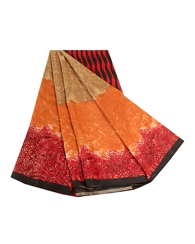 Sanskriti Vintage Sarees Multi Indian Pure Silk Printed Sari Soft Craft Fabric, PR-62964-Multi-Pure Silk-6