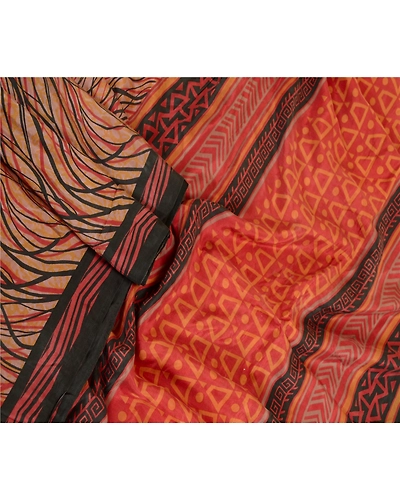 Sanskriti Vintage Sarees From India Multi Pure Silk Printed Sari Craft Fabric, PR-62967-Multi-Pure Silk-1