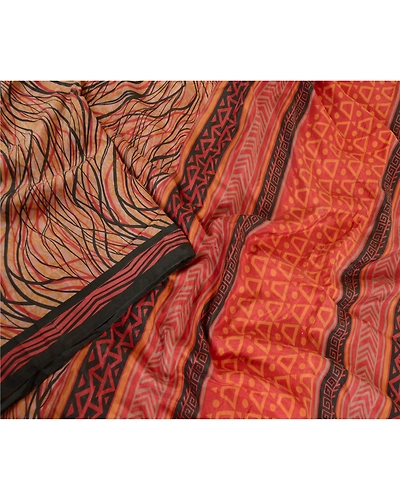 Sanskriti Vintage Sarees From India Multi Pure Silk Printed Sari Craft Fabric, PR-62967-Multi-Pure Silk-2