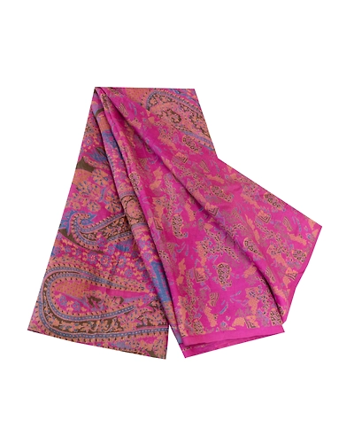 Sanskriti Vintage Sarees Purple Printed Pure Silk Sari Floral Soft Craft Fabric, PR-62983-Purple-Pure Silk-7
