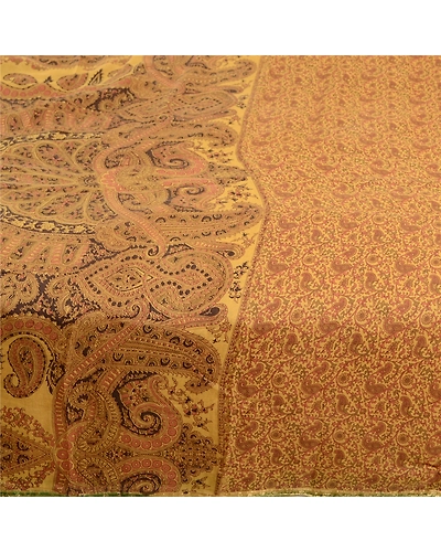 Sanskriti Vintage Sarees Green Indian Pure Silk Printed Sari Floral Craft Fabric, PR-63147-Green-Pure Silk-3