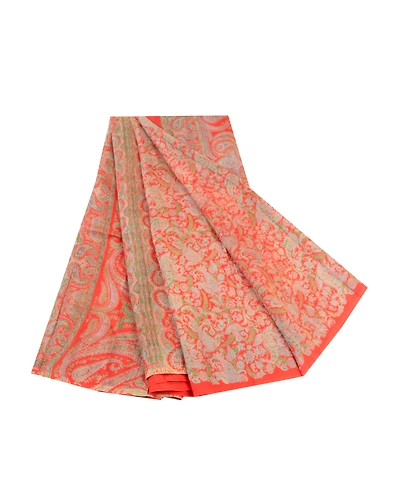 Sanskriti Vintage Sarees From India Red Pure Silk Printed Sari 5Yd Craft Fabric, PR-63285-Red-Pure Silk-7