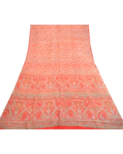 Sanskriti Vintage Sarees From India Red Pure Silk Printed Sari 5Yd Craft Fabric, PR-63285-Red-Pure Silk-8
