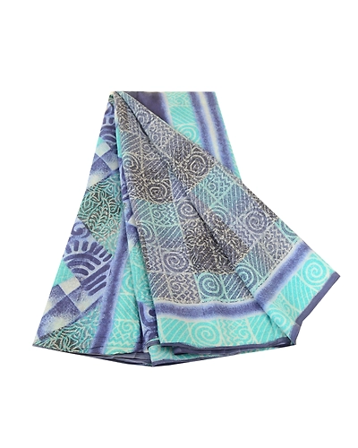Sanskriti Vintage Sarees Blue Pure Silk Printed Sari Floral Soft Craft Fabric, PR-63341-Blue-Pure Silk-7